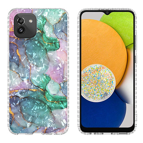 Custodia Silicone Gel Morbida Fantasia Modello Cover Y01B per Samsung Galaxy A03 Multicolore