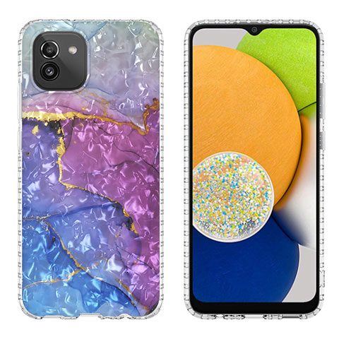 Custodia Silicone Gel Morbida Fantasia Modello Cover Y01B per Samsung Galaxy A03 Viola