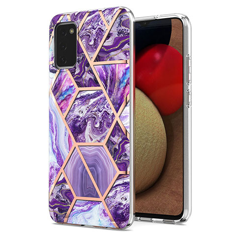 Custodia Silicone Gel Morbida Fantasia Modello Cover Y01B per Samsung Galaxy A03s Viola