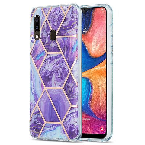 Custodia Silicone Gel Morbida Fantasia Modello Cover Y01B per Samsung Galaxy A20 Viola