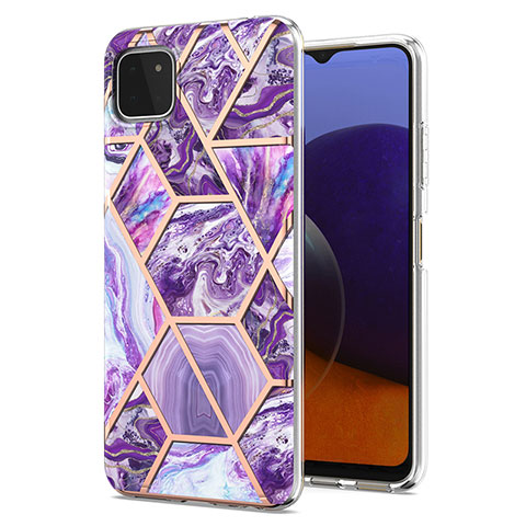 Custodia Silicone Gel Morbida Fantasia Modello Cover Y01B per Samsung Galaxy A22 5G Viola