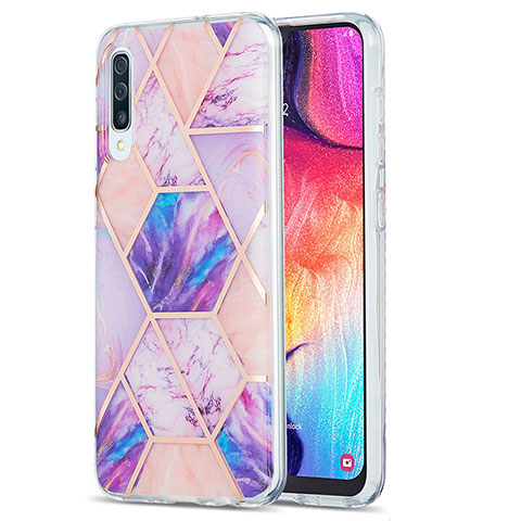 Custodia Silicone Gel Morbida Fantasia Modello Cover Y01B per Samsung Galaxy A50S Lavanda