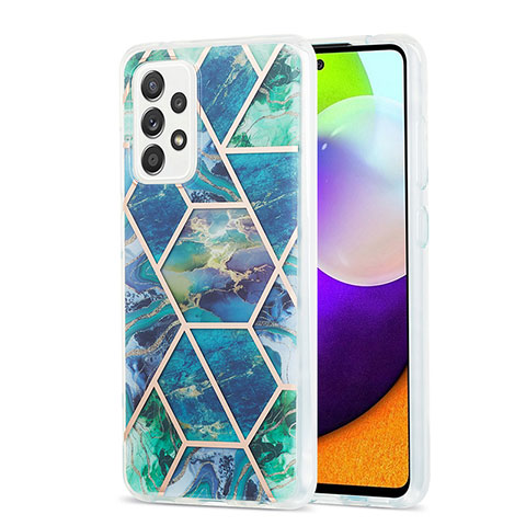 Custodia Silicone Gel Morbida Fantasia Modello Cover Y01B per Samsung Galaxy A52 5G Verde Notte