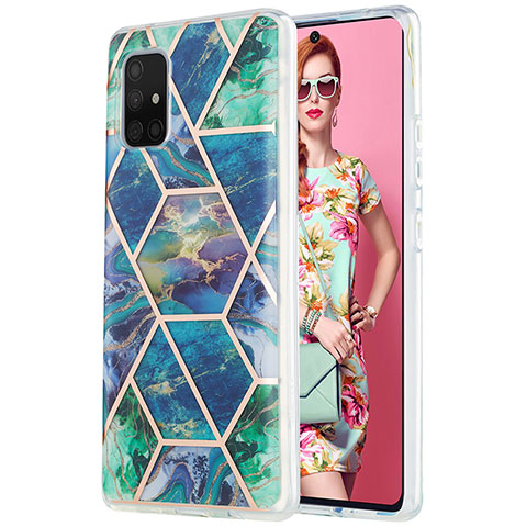 Custodia Silicone Gel Morbida Fantasia Modello Cover Y01B per Samsung Galaxy A71 5G Verde Notte