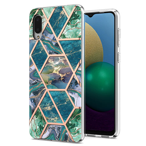 Custodia Silicone Gel Morbida Fantasia Modello Cover Y01B per Samsung Galaxy M02 Verde Notte