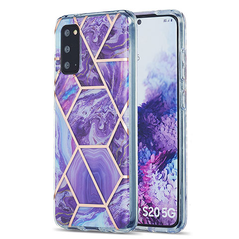 Custodia Silicone Gel Morbida Fantasia Modello Cover Y01B per Samsung Galaxy S20 Viola