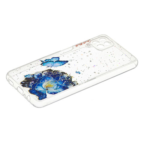 Custodia Silicone Gel Morbida Fantasia Modello Cover Y01X per Samsung Galaxy F12 Blu