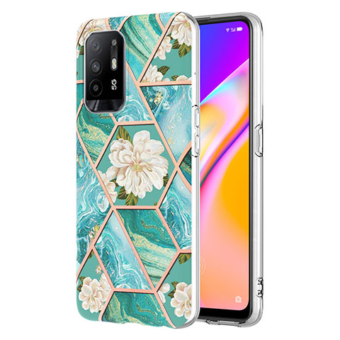 Custodia Silicone Gel Morbida Fantasia Modello Cover Y02B per Oppo Reno5 Z 5G Verde