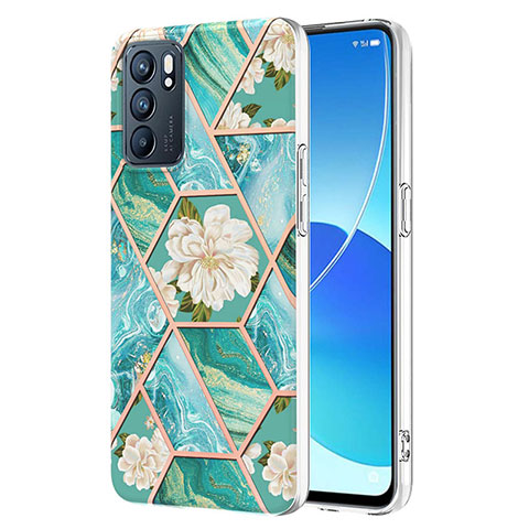 Custodia Silicone Gel Morbida Fantasia Modello Cover Y02B per Oppo Reno6 5G Verde