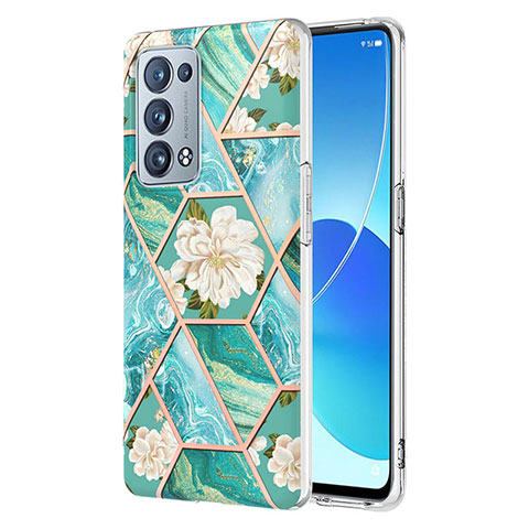 Custodia Silicone Gel Morbida Fantasia Modello Cover Y02B per Oppo Reno6 Pro 5G Verde