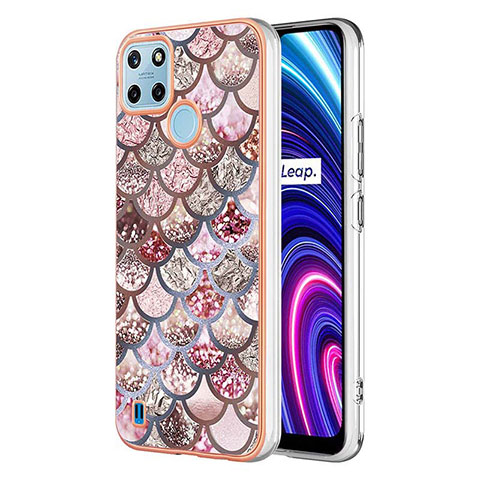 Custodia Silicone Gel Morbida Fantasia Modello Cover Y03B per Realme C25Y India Marrone