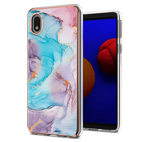 Custodia Silicone Gel Morbida Fantasia Modello Cover Y03B per Samsung Galaxy A01 Core Blu