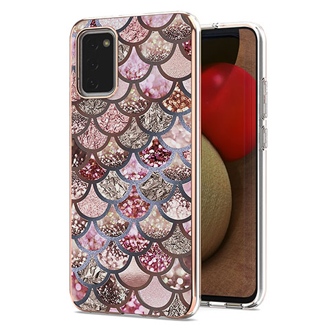 Custodia Silicone Gel Morbida Fantasia Modello Cover Y03B per Samsung Galaxy A03s Marrone