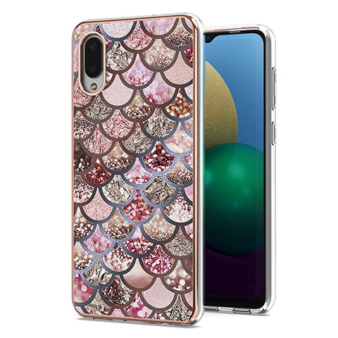 Custodia Silicone Gel Morbida Fantasia Modello Cover Y03B per Samsung Galaxy M02 Marrone