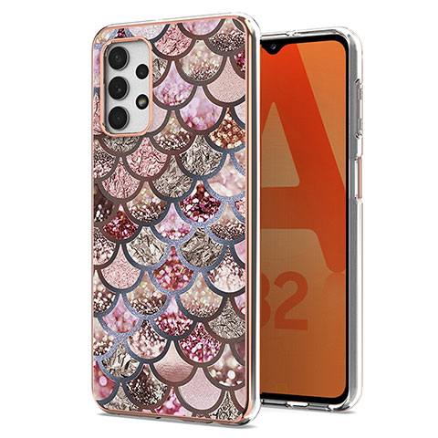 Custodia Silicone Gel Morbida Fantasia Modello Cover Y03B per Samsung Galaxy M32 5G Marrone