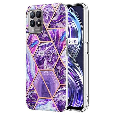 Custodia Silicone Gel Morbida Fantasia Modello Cover Y04B per Realme 8i Viola