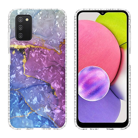 Custodia Silicone Gel Morbida Fantasia Modello Cover Y04B per Samsung Galaxy A03s Viola