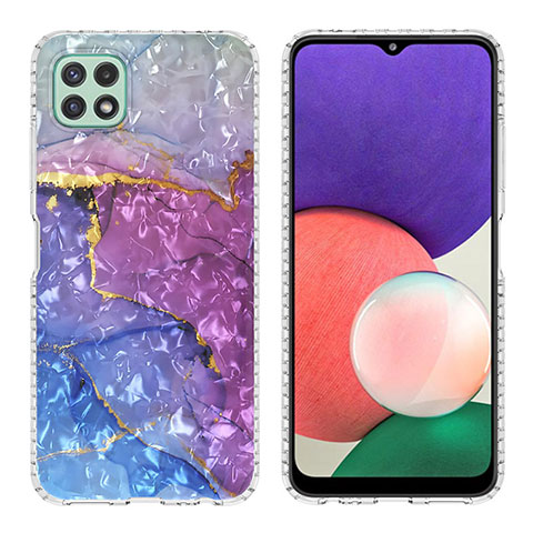 Custodia Silicone Gel Morbida Fantasia Modello Cover Y04B per Samsung Galaxy F42 5G Viola