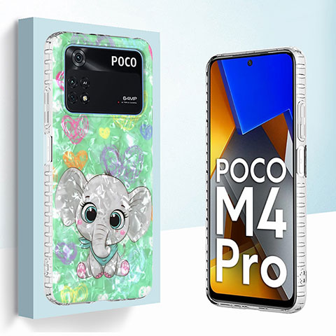 Custodia Silicone Gel Morbida Fantasia Modello Cover Y04B per Xiaomi Poco M4 Pro 4G Verde