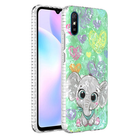 Custodia Silicone Gel Morbida Fantasia Modello Cover Y04B per Xiaomi Redmi 9i Verde Pastello