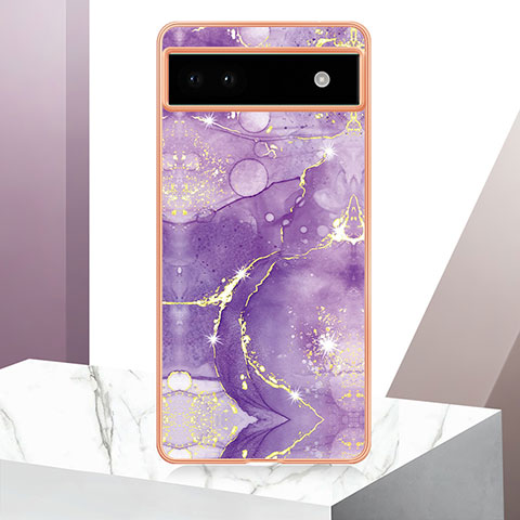 Custodia Silicone Gel Morbida Fantasia Modello Cover Y05B per Google Pixel 6a 5G Viola