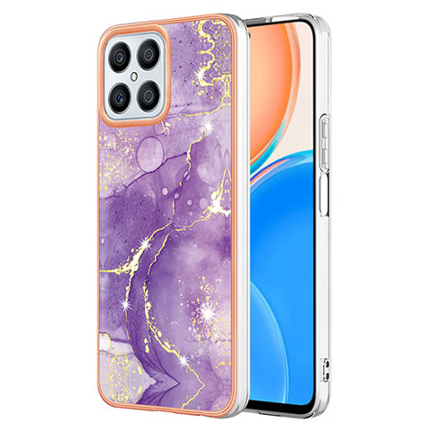 Custodia Silicone Gel Morbida Fantasia Modello Cover Y05B per Huawei Honor X8 4G Viola