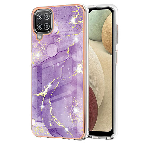 Custodia Silicone Gel Morbida Fantasia Modello Cover Y05B per Samsung Galaxy A12 Nacho Viola