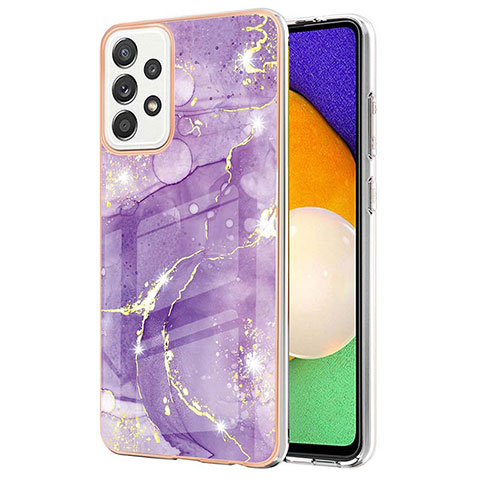 Custodia Silicone Gel Morbida Fantasia Modello Cover Y05B per Samsung Galaxy A52 4G Viola