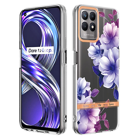 Custodia Silicone Gel Morbida Fantasia Modello Cover Y06B per Realme 8i Viola