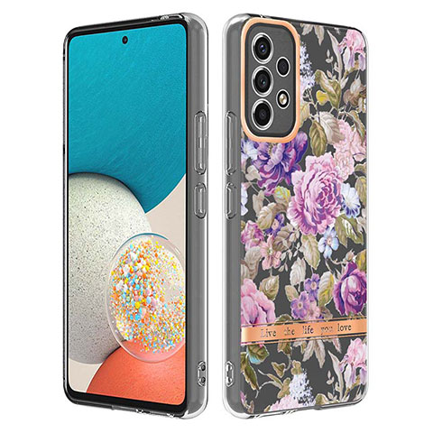 Custodia Silicone Gel Morbida Fantasia Modello Cover Y06B per Samsung Galaxy A53 5G Lavanda