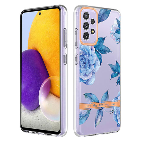 Custodia Silicone Gel Morbida Fantasia Modello Cover Y06B per Samsung Galaxy A72 4G Blu