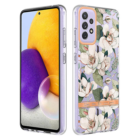 Custodia Silicone Gel Morbida Fantasia Modello Cover Y06B per Samsung Galaxy A72 5G Bianco