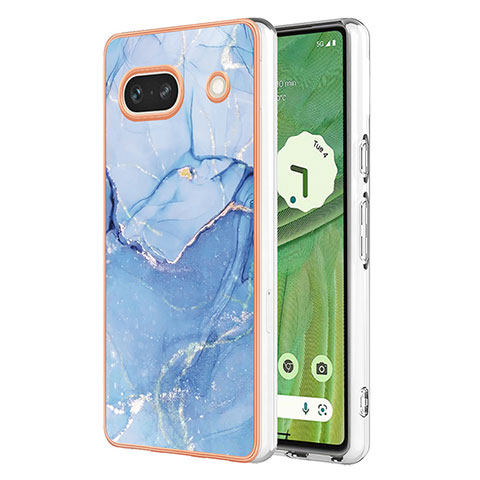 Custodia Silicone Gel Morbida Fantasia Modello Cover Y07B per Google Pixel 7a 5G Blu