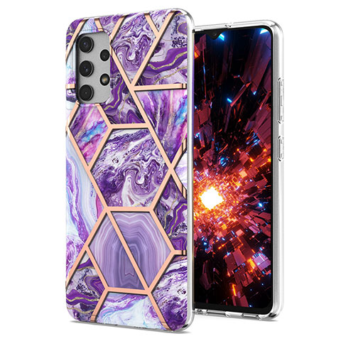 Custodia Silicone Gel Morbida Fantasia Modello Cover Y07B per Samsung Galaxy A32 5G Viola