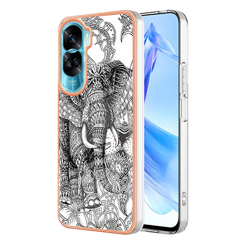 Custodia Silicone Gel Morbida Fantasia Modello Cover YB2 per Huawei Honor 90 Lite 5G Grigio