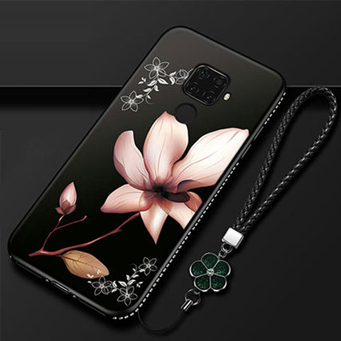 Custodia Silicone Gel Morbida Fiori Cover per Huawei Mate 30 Lite Marrone