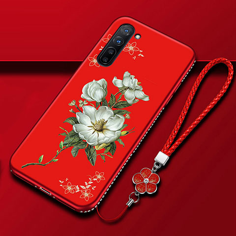 Custodia Silicone Gel Morbida Fiori Cover per Oppo K7 5G Rosso