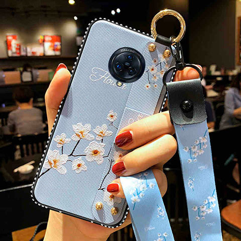 Custodia Silicone Gel Morbida Fiori Cover per Vivo Nex 3S Cielo Blu