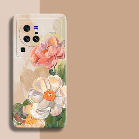 Custodia Silicone Gel Morbida Fiori Cover per Vivo X80 Pro 5G Colorato