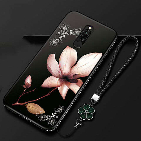 Custodia Silicone Gel Morbida Fiori Cover per Xiaomi Redmi 8 Marrone