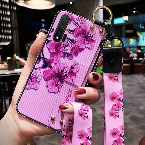 Custodia Silicone Gel Morbida Fiori Cover S01 per Huawei Nova 6 Viola