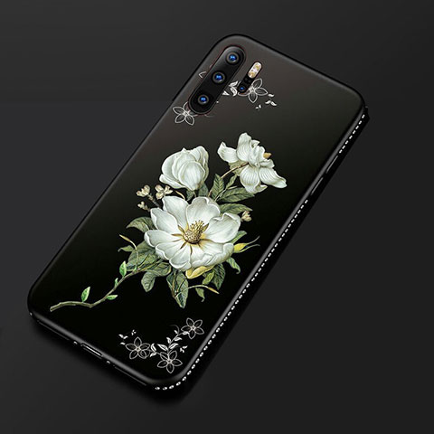 Custodia Silicone Gel Morbida Fiori Cover S01 per Huawei P30 Pro Bianco