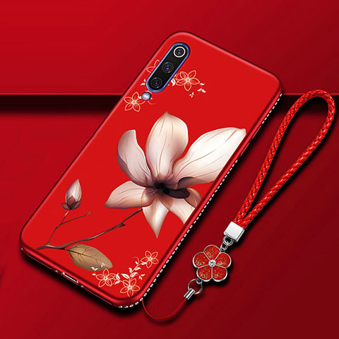 Custodia Silicone Gel Morbida Fiori Cover S01 per Samsung Galaxy A70S Rosso Rosa