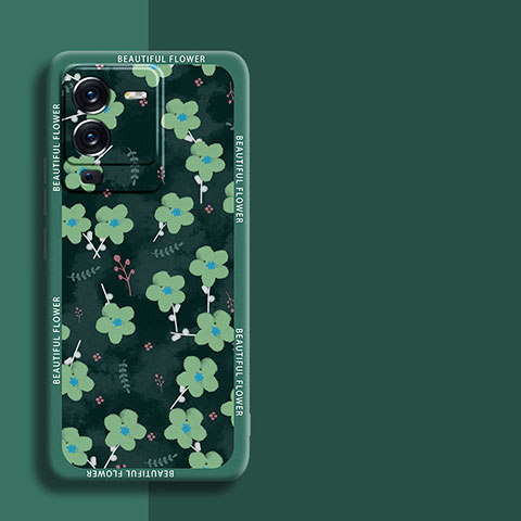 Custodia Silicone Gel Morbida Fiori Cover S01 per Vivo V25 Pro 5G Verde