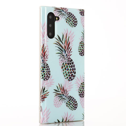 Custodia Silicone Gel Morbida Frutta Cover S01 per Samsung Galaxy Note 10 5G Ciano