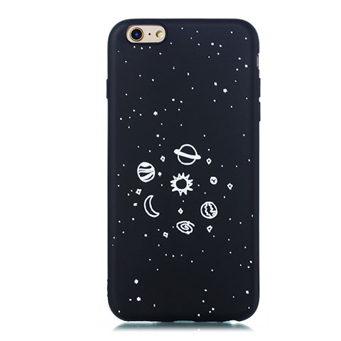 Custodia Silicone Gel Morbida Mistica Luna Stelle Cover per Apple iPhone 6 Nero