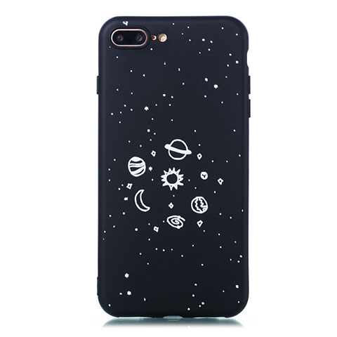 Custodia Silicone Gel Morbida Mistica Luna Stelle Cover per Apple iPhone 8 Plus Nero