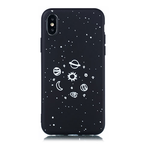 Custodia Silicone Gel Morbida Mistica Luna Stelle Cover per Apple iPhone X Nero