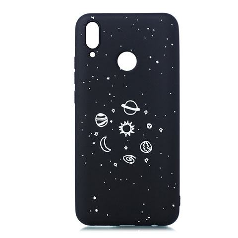 Custodia Silicone Gel Morbida Mistica Luna Stelle Cover per Huawei Enjoy 9 Plus Nero