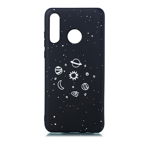 Custodia Silicone Gel Morbida Mistica Luna Stelle Cover per Huawei Nova 4e Nero